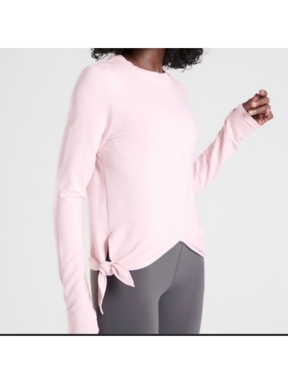 Athleta Samsara Pink Side Tie Sweatshirt size M EUC
